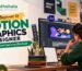 Beginner learning motion graphics design with animated typography and creative software